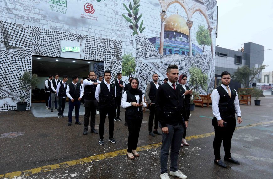 The halls of the Iraq International Book Fair bear the names of the most famous Palestinian historical cities